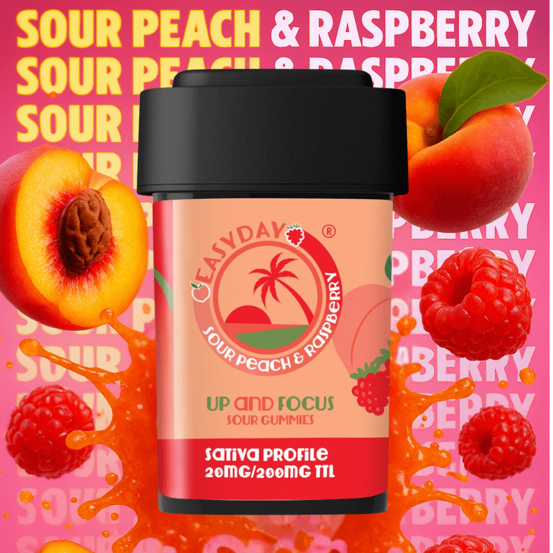 Up and Focus | Sour Peach Raspberry Chews | 150mg THC | 10pk